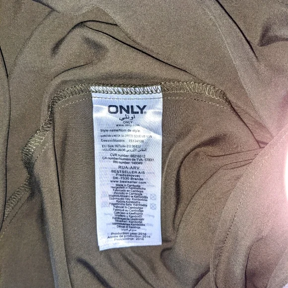 ONLY Wrap Dress Olive 3/4 length sleeve Size 36 - Picture 2 of 5